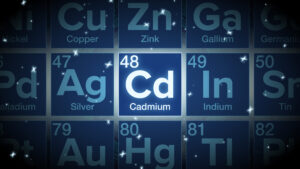 Periodic table of elements with Cadmium highlighted